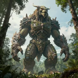 a giant creature toweringover the forest, 8 k octane beautifully detailed render, post - processing, extremely hyper - detailed, intricate, epic composition, cinematic lighting, masterpiece, trending on artstation, masterpiece, stunning art by anders zorn, wonderful masterpiece by greg rutkowski, beautiful cinematic