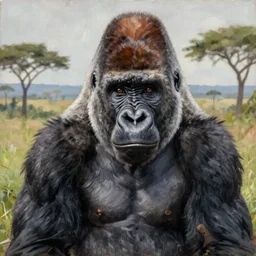 portrait of a gorilla woman ( 3 5 ) from tanzania, 5 0 0, 0 0 0 bce, an oil painting by ross tran and thomas kincade