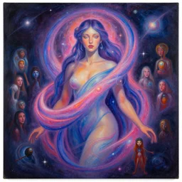 a beautiful painting of a feminine cosmic dmt entity of the upper planes by mynameistran and artgerm and wlop and loish and alex grey and wlop and wes anderson and spike jonze, trending on artstation, loving and forgiving, wrapped in cosmic infinity