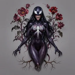 the platonic ideal of flowers and roots of cletus kasady, venom, ultimate beautiful succubus medusa detailed, intricate, hyperrealism, intense, dmt, artgerm, moebius, greg rutkowski, dan mumford, alphonse mucha