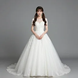 a symmetric and beautiful face, professional full length high definition photo of a young woman with twin tails and wedding dress