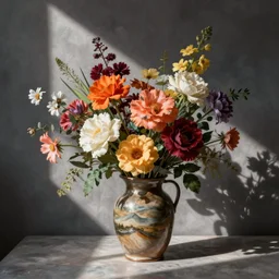 still life with flowers in a vase art by irina ionesco