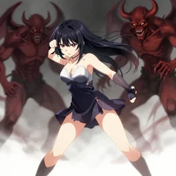 anime girl fighting off demons in doom
