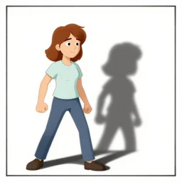 far side larson claire battles her shadow.