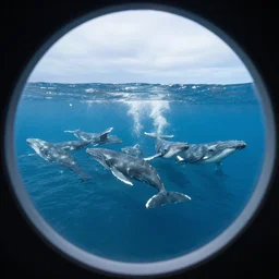 looking through a Kaleidoscope at a sea of whales