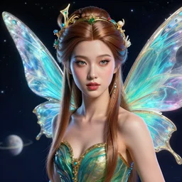 portrait of a magical fairy made of paint, highly detailed, realistic, octane render, comic book art, space travel, unreal engine, sharp focus