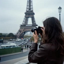 a camera shot of paris in the 1970s, moody lighting