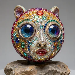floating eyeball statue statue made of individual rainbow gems, getty museum, gem face, on rock, gemstone nose, portrait, made of large rainbow gems, huge ornate gemstones, ruby sapphire emerald opal onyx, artgerm, realistic, roger deakins, annie liebovitz, greg rutkowski, jewelry hamster
