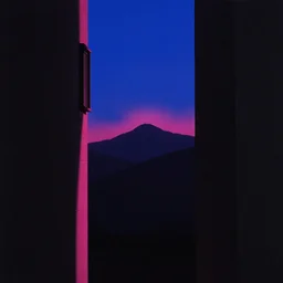 narrow night landscape distant mountains bauhaus abstract by moholy nagy, laszlo, black blue magenta