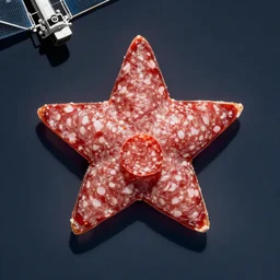 A star that looks like a small single round slice of salami, satellite view