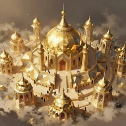 sultan with a polygonal kingdom, light dust, magnificent, close up, details, sharp focus, elegant, highly detailed, illustration, by Jordan Grimmer and greg rutkowski and PiNe(パイネ) and 薯子Imoko and 香川悠作 and wlop and maya takamura, intricate, beautiful, Trending artstation, pixiv, digital Art