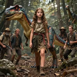 hyper realistic photo of prehistoric dinorider girl full body, cinematic, artstation, cgsociety, greg rutkowski, james gurney, mignola, craig mullins, jean baptiste monge, brom