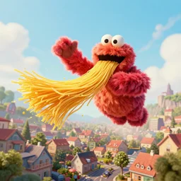 spaguetti monster flying over a small town, made by Stanley Artgerm Lau, WLOP, Rossdraws, ArtStation, CGSociety, concept art, cgsociety, octane render, trending on artstation, artstationHD, artstationHQ, unreal engine, 4k, 8k,