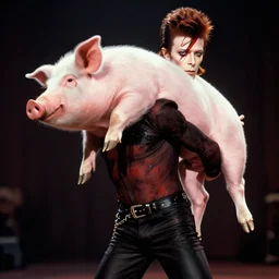 david bowie getting a piggy back ride from ziggy stardust