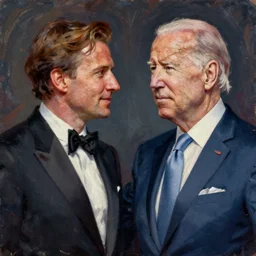 joe biden as james bond, james bond as joe biden, ilya kuvshinov, john singer sargent, robert rauschenberg, digital art illustration, impressionist oil painting, trending on artstation, intricate