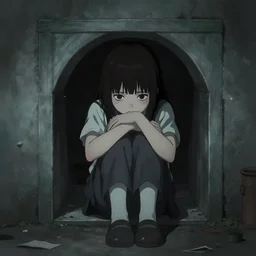 a depressed 1 7 years old girl, coming out of the vent, in the style of junji ito