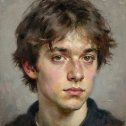 high quality character portrait oil painting of Joji by Rembrandt, middle close up shot