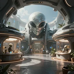 alien ship shop, futuristic