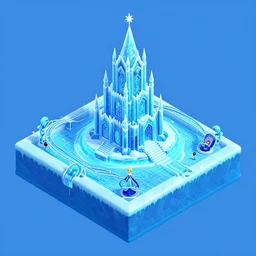 isometric 2. 5 d game level, frozen ever after, elsa's ice palace, dark ride, myvmk, with detailed, clean, cartoon, pixar, disney, toon shader, arnold maya render, unreal engine, artgerm, artstation by miha rinne
