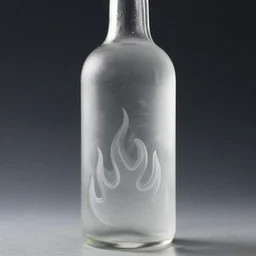 a translucent glass vodka bottle with minimalistic retro flame fire designs in a plique - a - jour enameling technique, 5 0. 0 mm