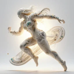 techno - embroidered flesh decorated with filigree and beads, safe for work, by award - winning concept artist, dynamic composition, backlighting, radiant light