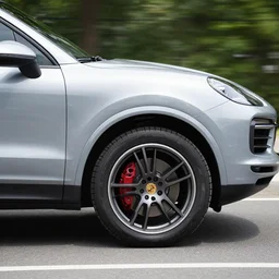 a porsche cayenne making a weele
