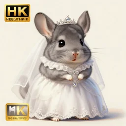 a cute chinchilla in a wedding gown, a chinchilla getting married, highly detailed digital painting, 4k