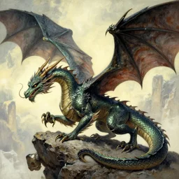 a dragon, artwork by raymond swanland