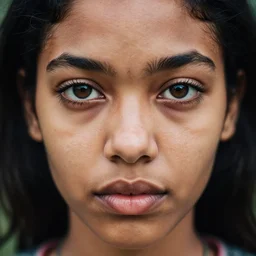 photograph of a young woman from kingston jamaica, 9 0 s goth, dof, sharp focus, highly detailed face, symmetric face, realistic iris, cinestill 8 0 0 t, photography by paolo roversi