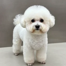 a photo of a person wearing a bichon frise costume