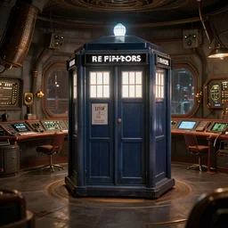 tardis control room, in steampunk style