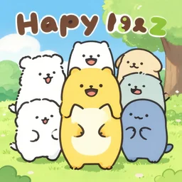 album cover art for happy fuzzy animals by akihiko yoshida