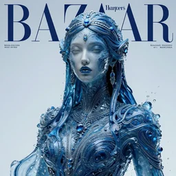 sculpture made of water, portrait, female, future, shaman, harper's bazaar, vogue, magazine, insanely detailed and intricate, concept art, blue, wet, ornate, luxury, elite, elegant, trending on artstation, by ruan jia, by Kenneth Willardt, by ross tran, by WLOP, by Andrei Riabovitchev,
