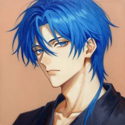 a detailed painting of a man with blue hair by shingei, featured on pixiv, transgressive art, anime, deviantart hd