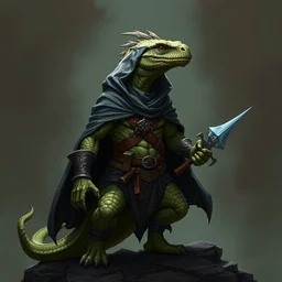 symmetry!, a anthro reptile warrior wearing cloak, dnd illustration by jeff easley and dan mumford, character concept trending on artstation