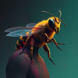 bee human man chimera painting by beeple art
