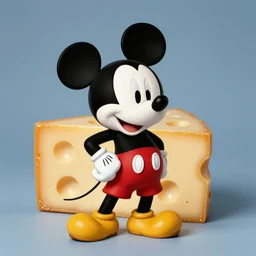 a solo portrait of mickey mouse transformed into a block of cheese ektachrome photograph