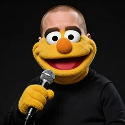 photo of eminem as a muppet with a microphone