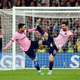 Messi scoring a bicycle kick goal
