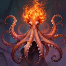 portrait of beautiful octopus woman with flaming orange hair and eight arms, maya ali mage, gloomhaven, dynamic lighting, gaudy colors, octane render aesthetic, matte painting concept art, official fanart behance hd artstation by jesper ejsing, by rhads and makoto shinkai and lois van baarle and ilya kuvshinov and rossdraws