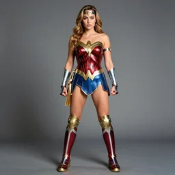 full length portrait photograph of a margot robbie as wonder woman,  Extremely detailed. 8k