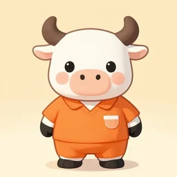 cute bull wearing orange inmate clothes