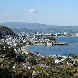 A landscape of azimuth matte painting of Japan Shonan Enoshima, highly detailed, Photorealistic,