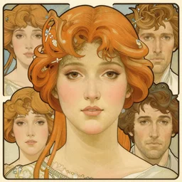 realistic detailed face portrait of Nimue by Alphonse Mucha, Ayami Kojima, Amano, Greg Hildebrandt, and Mark Brooks, Art Nouveau, Neo-Gothic, gothic