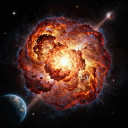 generated illustration of the explosion of a supernova g 2 6 1. 9 + 5. 5, which is located at a distance of 1 3, 0 0 0 light years from planet earth., highly detailed