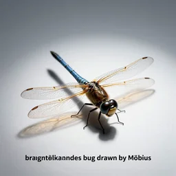 “dragonfly and lightning bug drawn by Möbius”