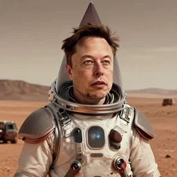 Elon Musk coming back from Mars with a cone head