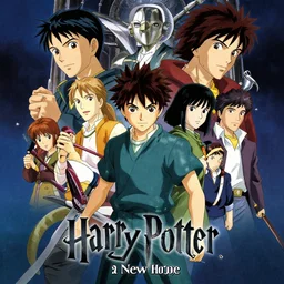 poster for a film fantasy japanese animation called harry potter a new hope, 8 k, hd, dustin nguyen, akihiko yoshida, greg tocchini, greg rutkowski, cliff chiang, award winning, awesome composition