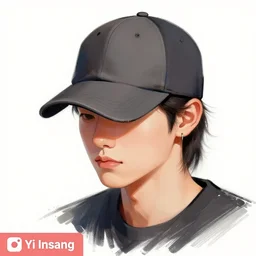 a drawing of a person wearing a baseball cap, digital art by Yi Insang, featured on instagram, digital art, art on instagram, art, masterpiece