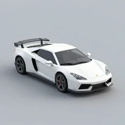 a low poly object of a single sport car positioned in the center of the image on the white background, unreal engine